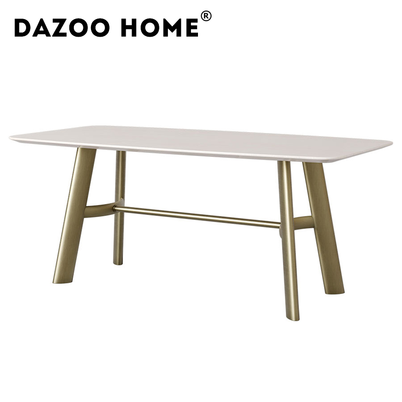 现代简约轻奢天然大理石餐桌长方形卡里冰玉奢石别墅高级感吃饭桌