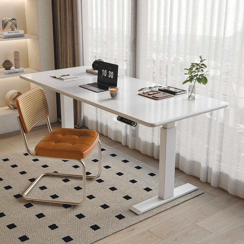 智能电动升降桌家用纯白烤漆电脑桌子站立式工作台办公学习书桌