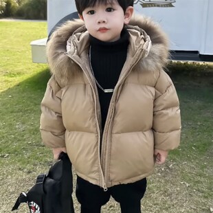 2022冬季新款儿童男童冬季新款保暖韩版外套连帽真大毛领羽绒服