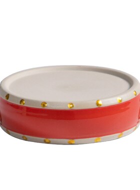 国潮国风新中式红色钟鼓工艺品摆件茶壶底座盖置博古架书房装饰品