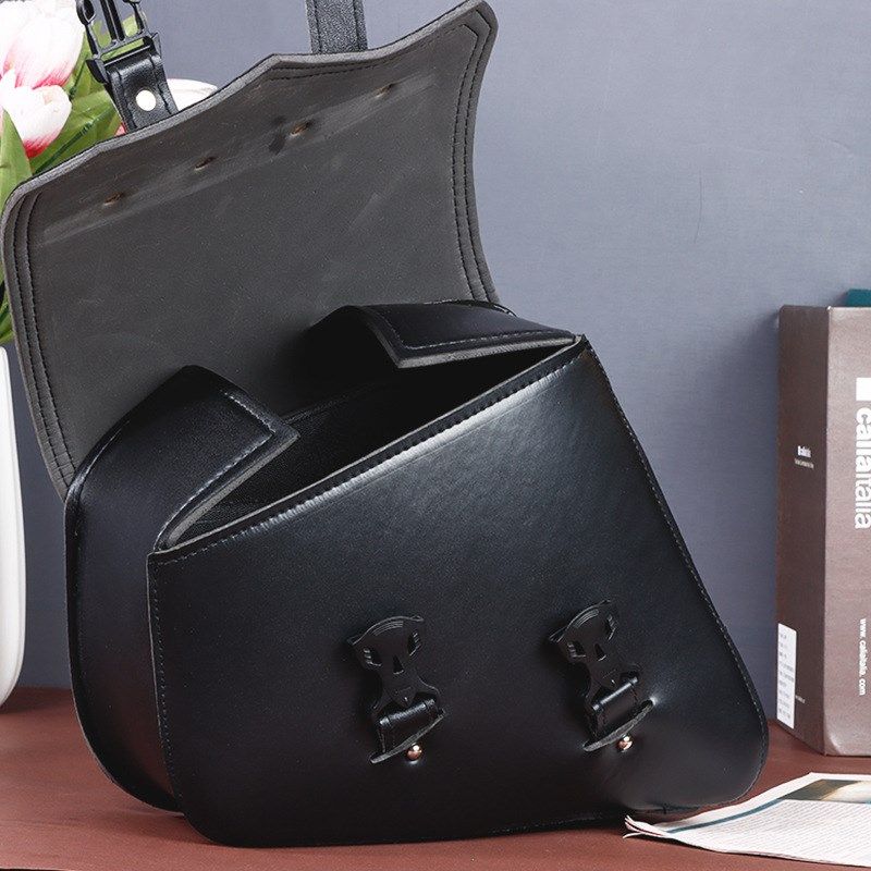 黑色复古风摩托车三角包收纳包机车骑士骑行左右侧边挂时尚工具包