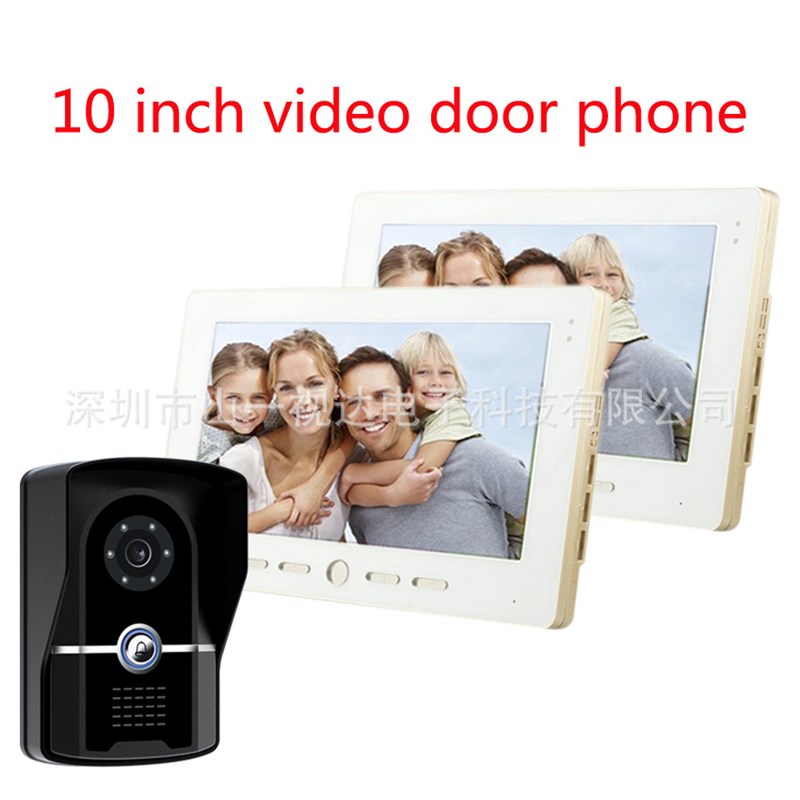 山一视达 10寸高清大屏可视门铃夜视防水可视对讲一对二