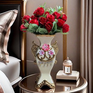 欧式 饰品 陶瓷台面花瓶客厅玄关插花餐桌摆件电视柜创意仿真花瓶装