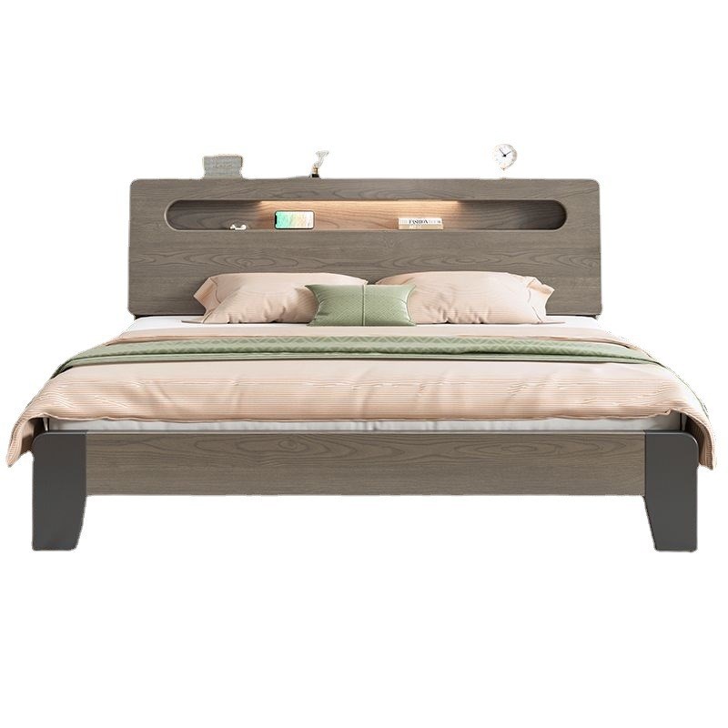 现代简约实木床家用主卧双人床1.8x2米出租屋多用单人床1.2米床架