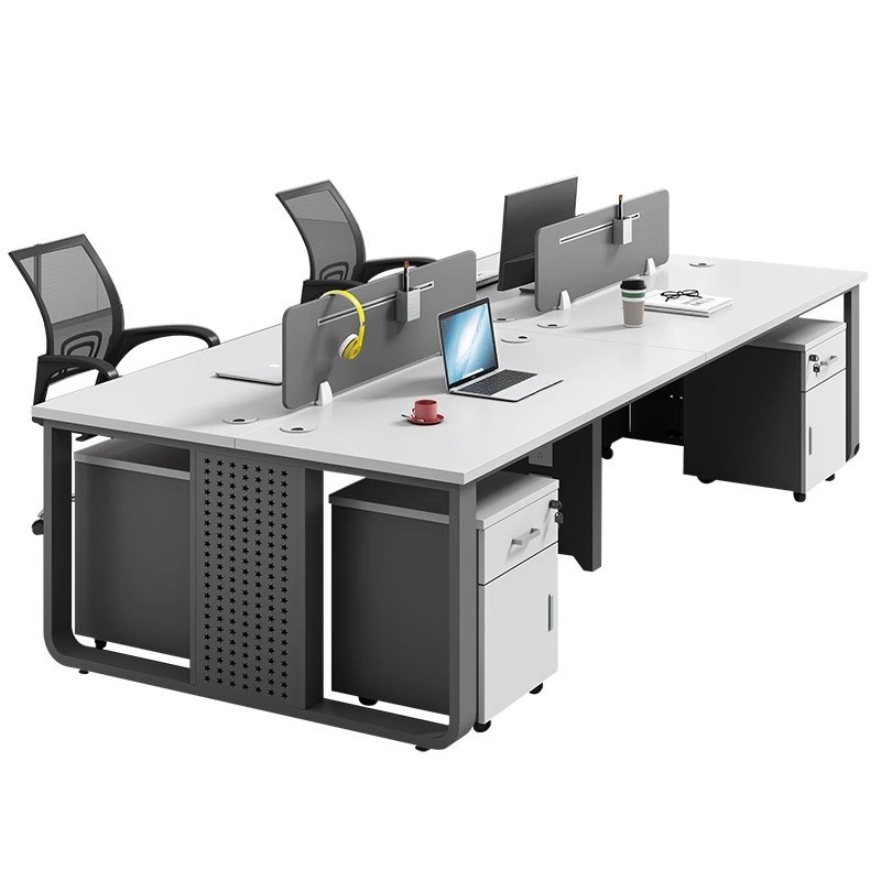 职员办公桌椅组合现代简约办公室双四工位隔断财务桌子员工4人位