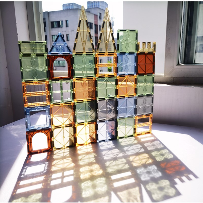 儿童大自然e色彩窗磁力片钻面强磁积木益拼智搭拼图男玩孩女具礼