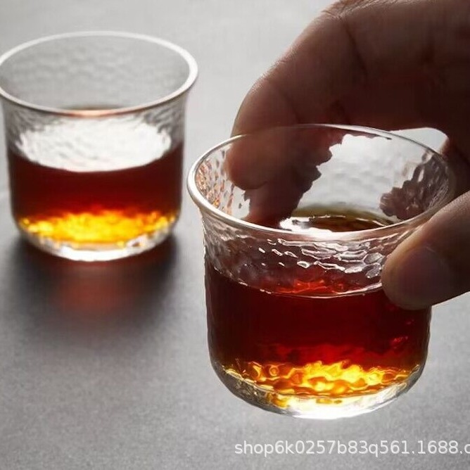 小锤纹杯玻璃厂家供应纹茶杯主人杯单杯手工日式锤目纹品茗杯