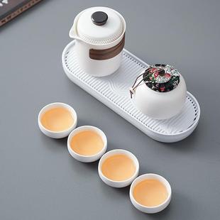 中式 包 旅行功夫茶具小套装 家用简约泡茶壶陶瓷茶杯户外茶盘便携式