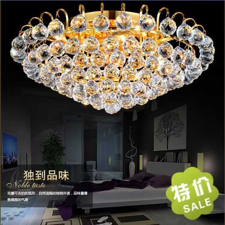 水晶吸顶灯 欧式圆形水晶餐厅吊灯 玄关圆形水晶吸顶灯