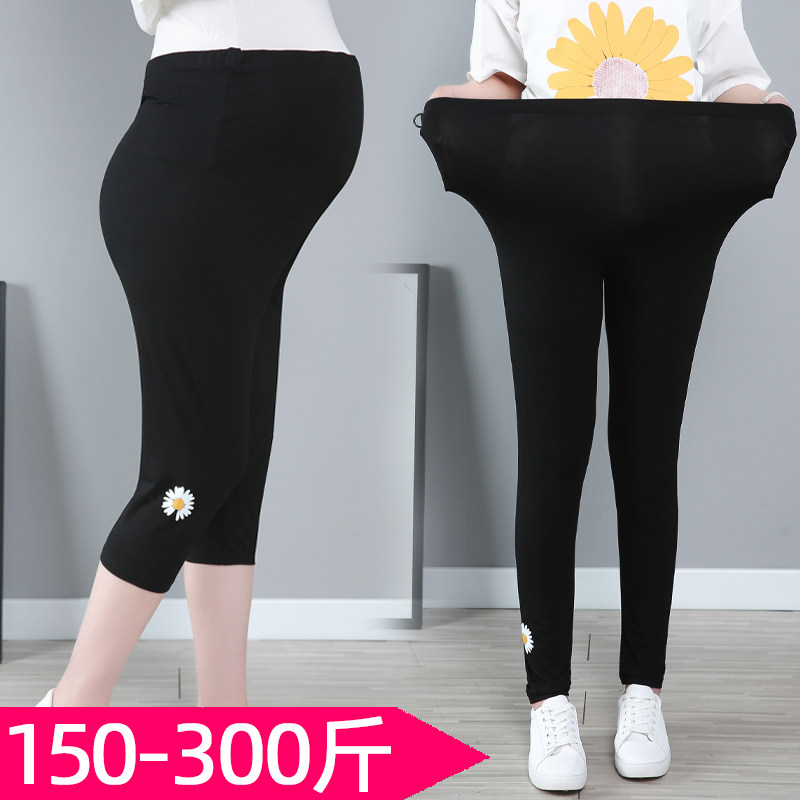 大码300斤孕妇夏装打底裤薄款加肥特F大码200斤外穿七分九分裤夏