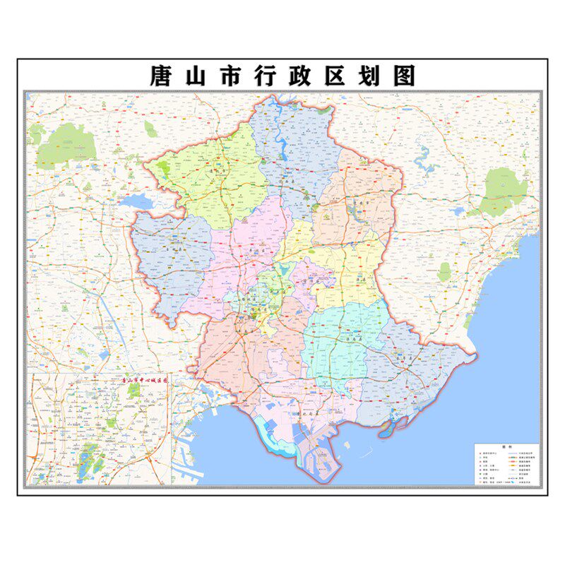 唐山市地图202k4行政区图高清书房办公室贴图海报覆膜防水材质