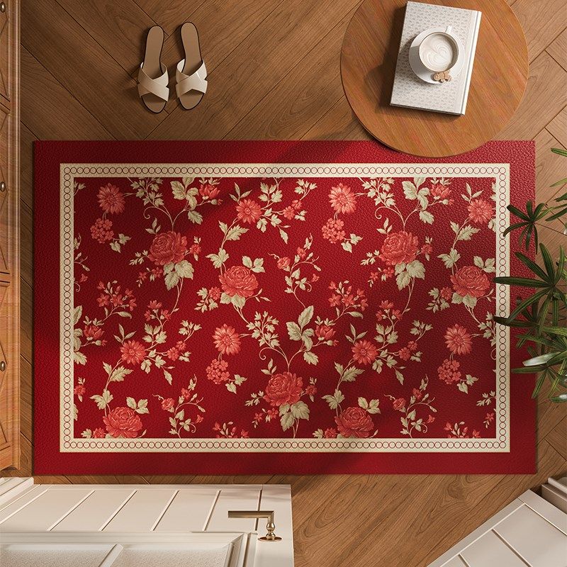 黛拉美式喜庆入户门地垫红色皮革脚垫门垫耐脏P免洗地毯可裁剪进,居家布艺,入户地垫,淘宝优惠券,粉丝福利购,淘宝优惠卷