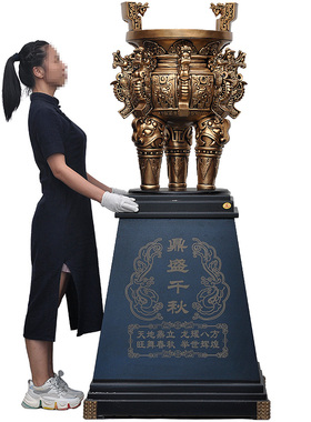 三足圆鼎摆件落j地招财工艺品办公室装饰品送朋友店铺开张开业礼