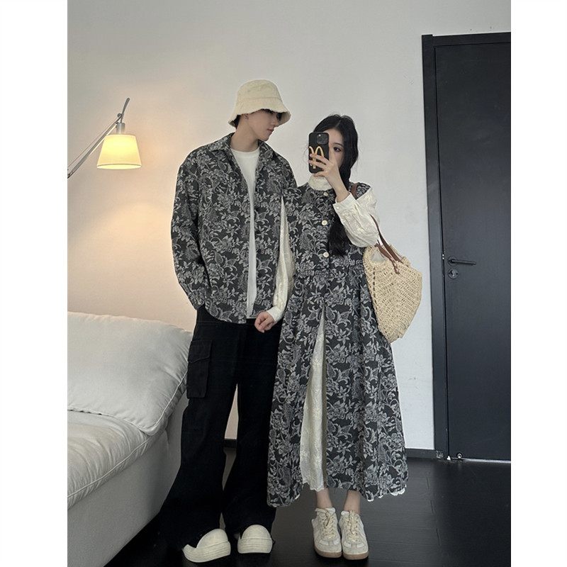 情侣装春秋季2024新款小众设计感长袖衬衫两件套女U法式一衣一裙