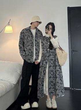 情侣装春秋季2024新款小众设计感长袖衬衫两件套女U法式一衣一裙