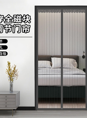 防蚊门帘家用隔断帘磁铁自吸沙窗全磁条磁F性纱帘2024新款高档320