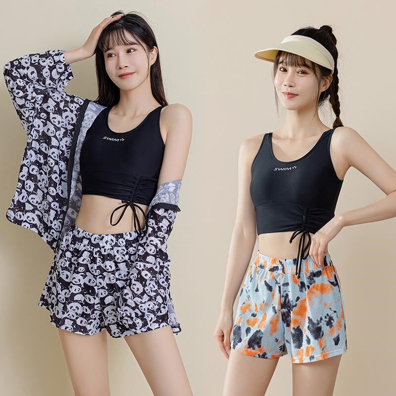 泳衣女分体保守海边度假三件套罩衫2025新M款遮肉宽松大码长袖泳