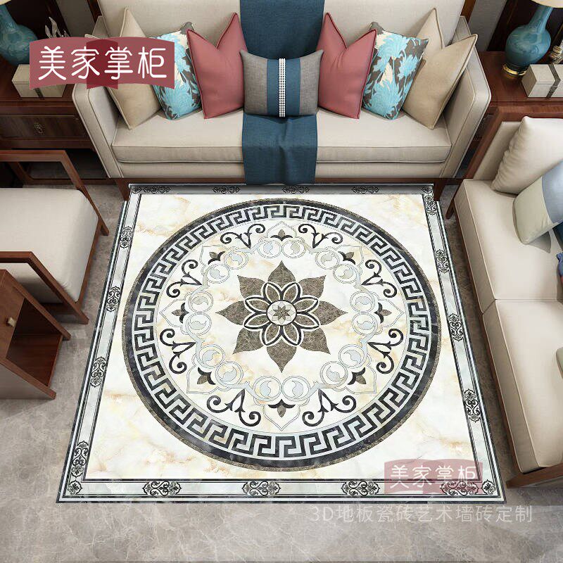 定制图案地板砖800x800客厅艺术拼H花瓷砖入户玄关微晶石地砖防滑