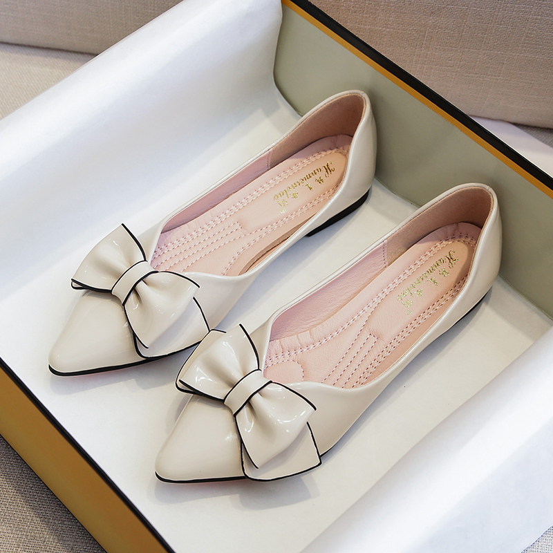 尖头单鞋女夏孕妇鞋软皮平底小码33 34船J鞋四季鞋大码女鞋4143