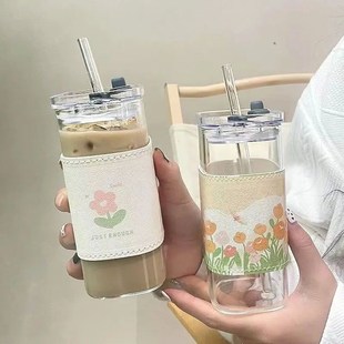 Cup Heat Coffee Straw Lid Square WitNh Glass Resistant and
