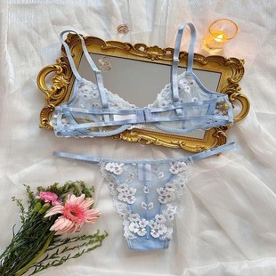 underwear Screen perspective gather set甜美印花刺Z繡網(wǎng)紗內(nèi)衣
