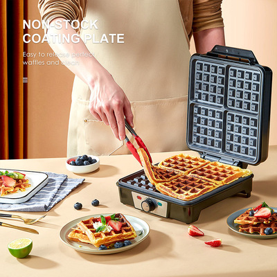 4-Slicce Belgian Waffle Maker, 3 Browning Levels with Nonsti