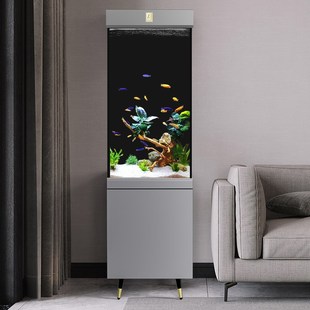 立式鱼缸客厅2025新款s超白玻璃小型带一体柜子竖型落地免换水族
