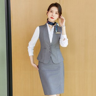 女士职业套e装夏酒店前台接待工作服珠宝店销售高铁乘务员制服工