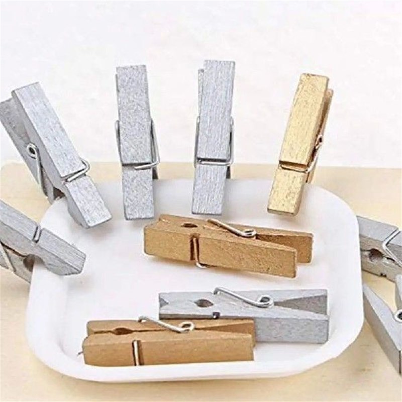 50PCS Mini Photo Clips Clothes Pin DIY Wedding PartXy Wooden