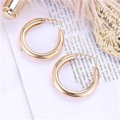 Personality 50 MmM Big Gold Hoops Earrings Minimalist Thick