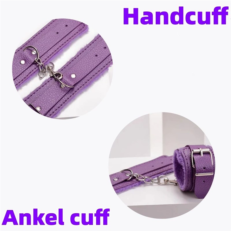 SM Sex Products Plush Leather Handcuffs AndO Ankel Cuff Bind