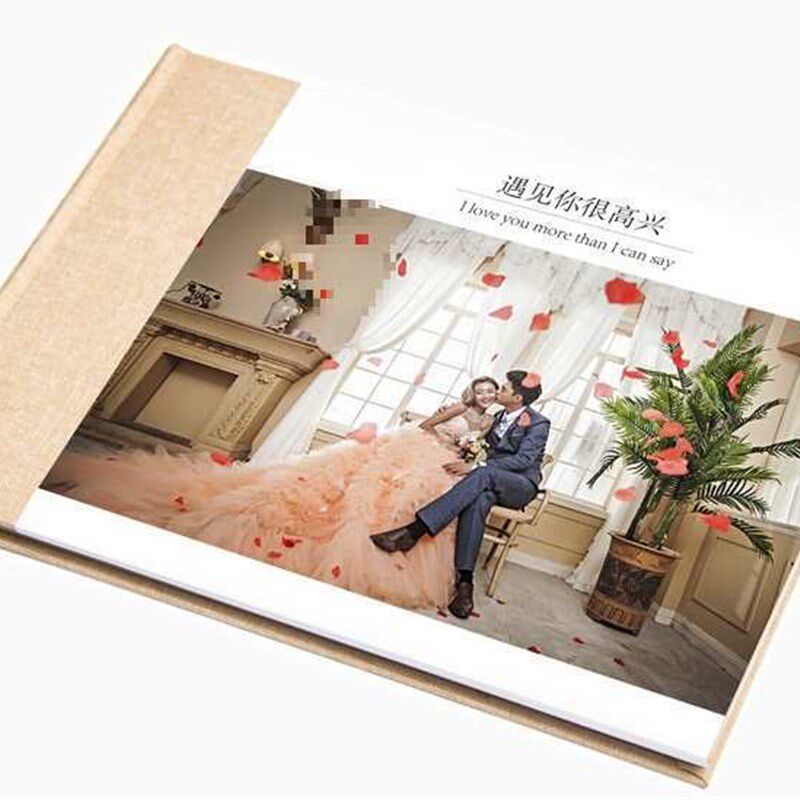 横款12寸棉麻布面婚纱照结婚相册旅游宝宝百天侣聚会纪念册制