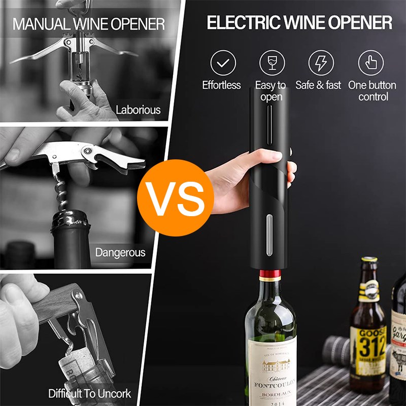 Electric Wine Blottle Opener with Foil Cutter One-click Butt