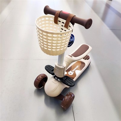 儿童滑板车筐复古编织自行车车篮子三轮车前车篓平衡车通用型配件