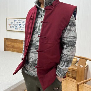 保暖马夹 男式 刘大姐家秋冬中式 夹棉马甲坎肩中老年中国风盘扣唐装