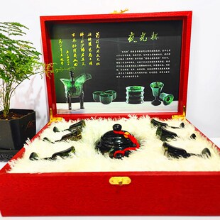 甘肃酒泉夜光杯酒具武山鸳鸯玉酒杯蛇纹玉养生壶药王石磁性杯厂包