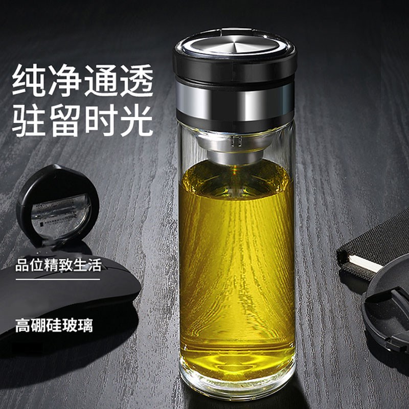 清水单层拎环玻璃杯男士大容量车载家用水杯便携办公学生水杯子图片