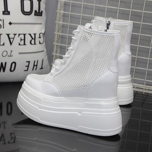 超高跟16公分凉鞋女鞋2025夏季新款隐形内增高网纱透气马丁靴女