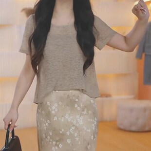 气质修身 时尚 减龄中长裙子 新款 轻奢风显瘦假俩件连衣裙女2025夏季