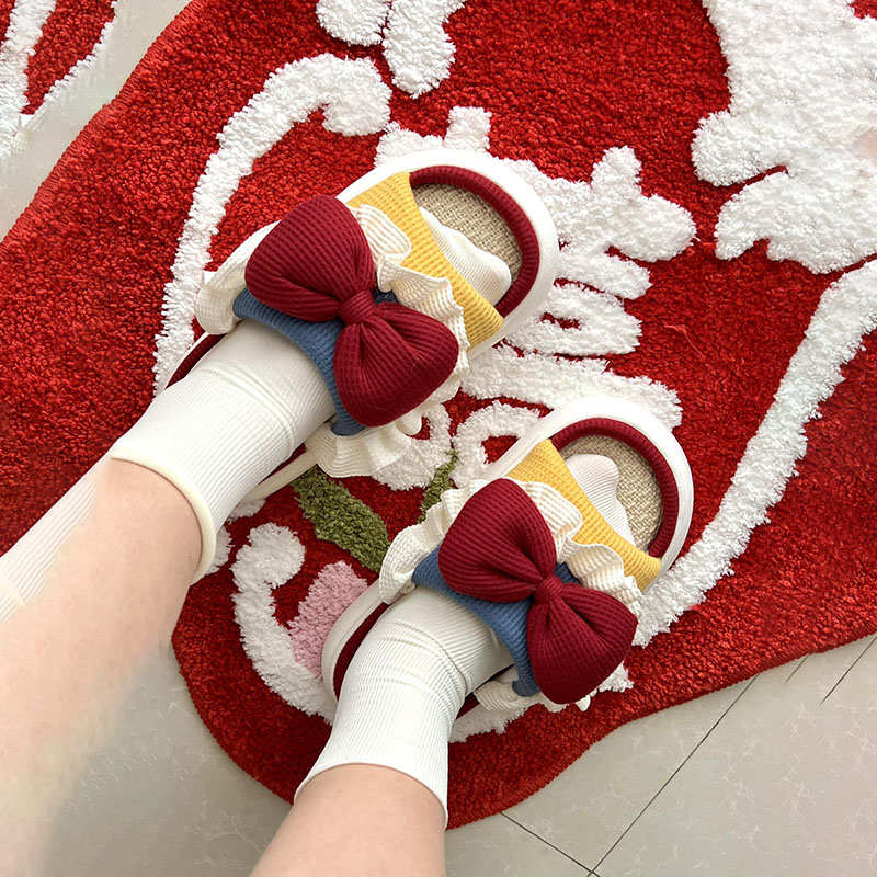 结婚拖鞋喜庆酒红色一对情侣防滑AD防臭夏季陪嫁凉拖鞋可外穿踩屎