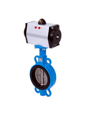 气动蝶阀D671X-16气动四氟对夹u式蝶阀DN50 65 80 100 125 150 20