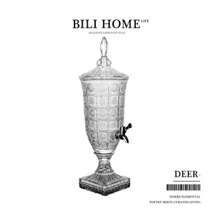 高颜值复古带龙头冷水壶5升饮料桶大容量家用玻璃凉水瓶冰饮储水