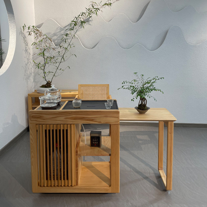 北欧白蜡木实木泡茶桌乌金石茶盘下水功夫茶台带电磁炉烧水原木色,住宅家具,家用茶台/茶桌,淘宝优惠券,粉丝福利购,淘宝优惠卷