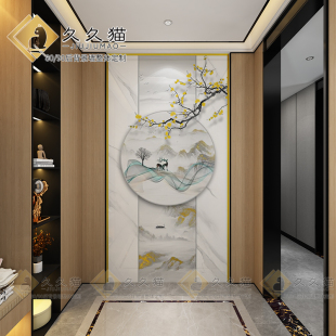 麋鹿壁砖定 瓷砖背景墙岩板过道大理石玄w关微晶石艺术现代新中式