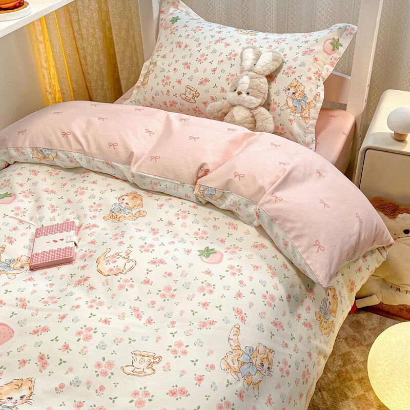 100全棉被套纯棉床上四件套卡通被套宿舍学生三件套床笠床单4件套,床上用品,学生床品套件,淘宝优惠券,粉丝福利购,淘宝优惠卷