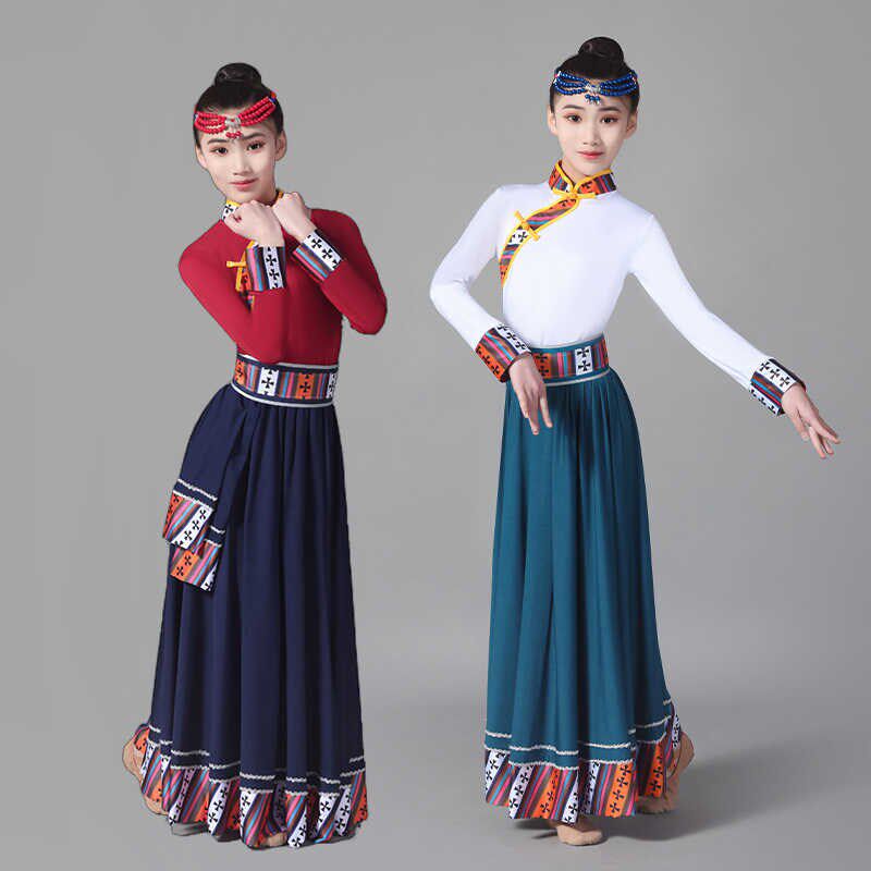 藏族舞蹈演出服装新款舞裙藏族服装女民族舞蹈服练功服藏式演出服