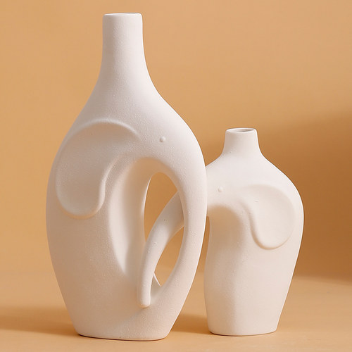 创意大象花设计感小众客厅开放格玄关电视机柜摆件级花艺摆设