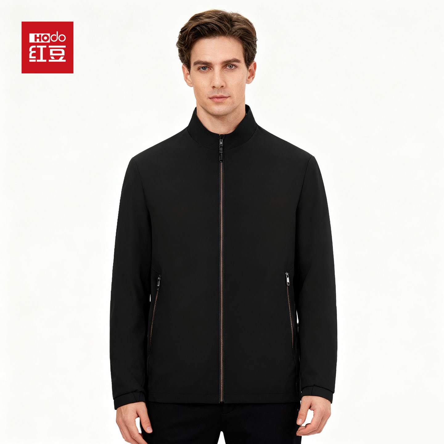 红豆立领夹克男士秋冬新款商务休闲行政中老年外套男装爸爸装