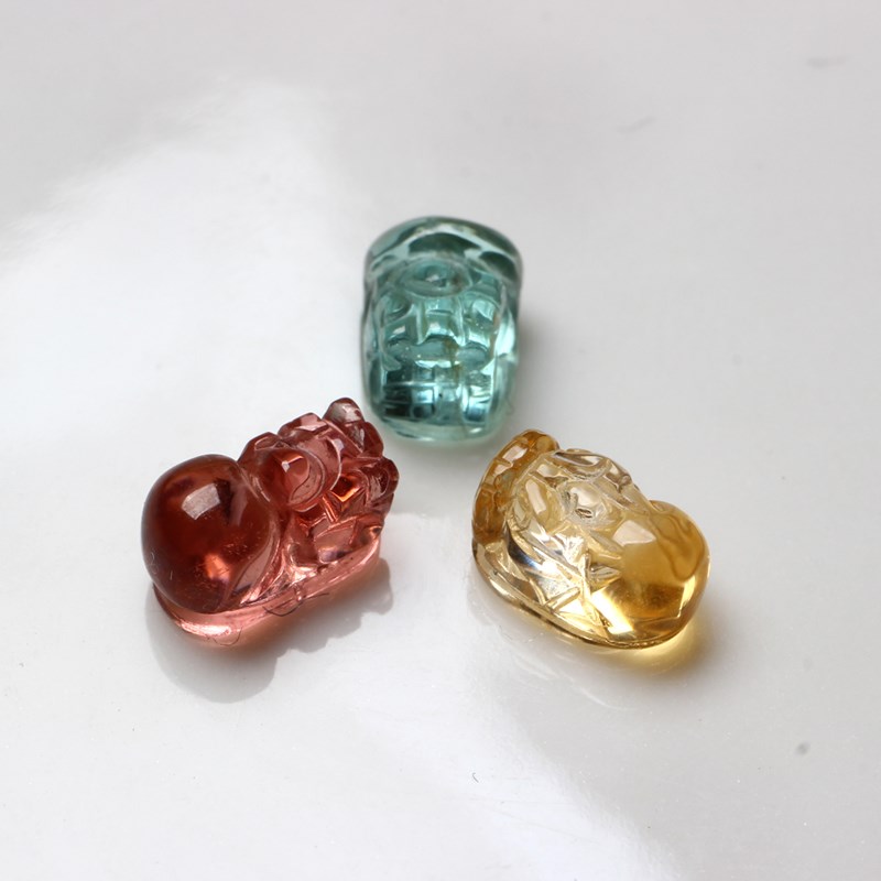 配饰糖果彩虹碧玺小貔貅红蓝黄绿色皮休女款DIY手绳手链配件吊坠