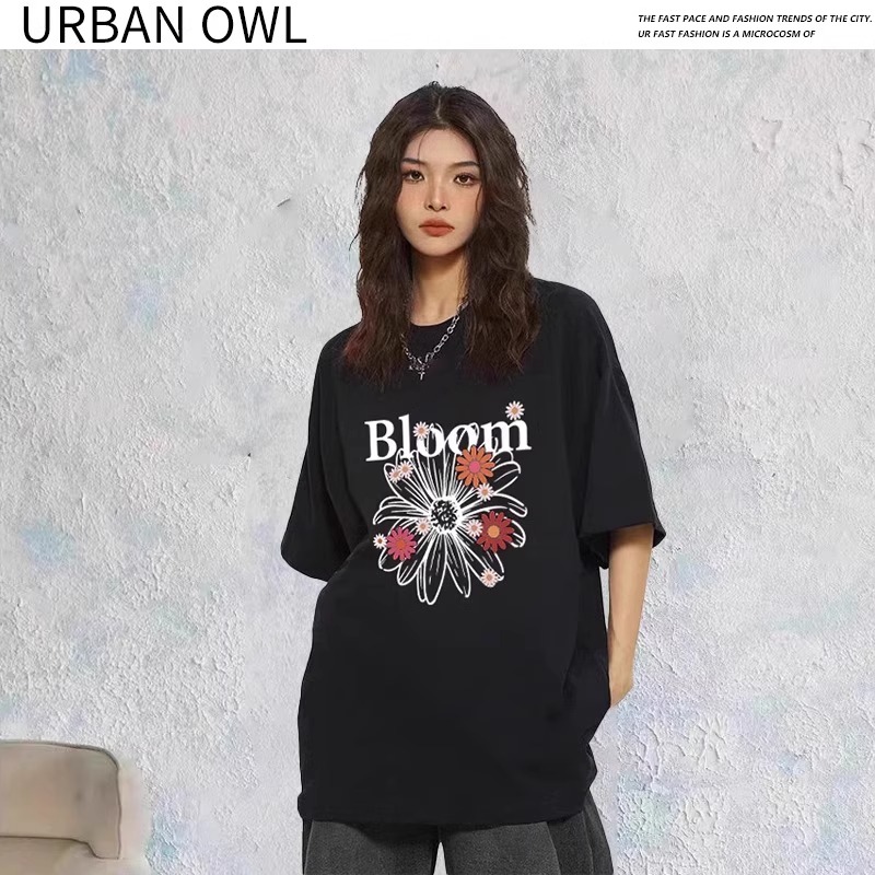 tkemURBAN OWL短袖t恤男夏季宽松休闲圆领美式半袖体恤潮牌上衣